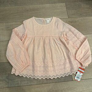 CAT & JACK GIRLS SMALL 5/6 PINK ISLET BLOUSE SHIRT NEW
